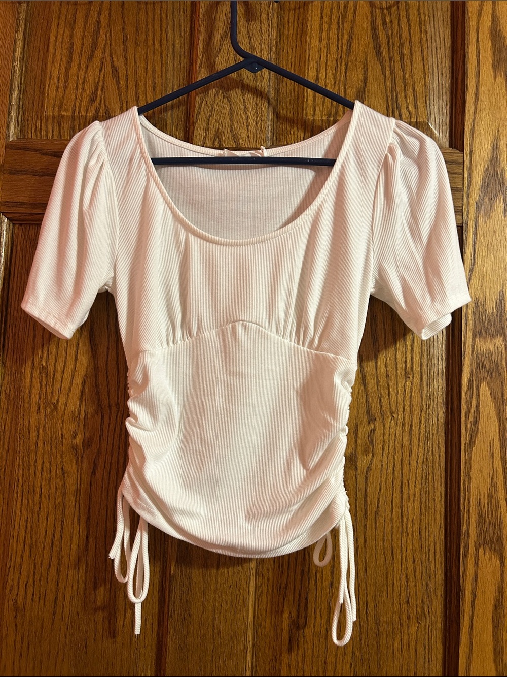 Lush  Ribbed Scoop Neck Short Sleeve Top with Side Ties
